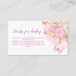 Rosa fjäril Blommig bok för bebis Baby Shower Tilläggskort