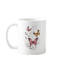 Rosa Fjäril Blommig Botanisk Design