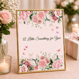 Rosa fjäril Blommig Favorit Bord Skylt
