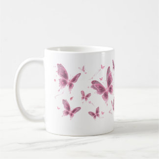 Rosa Fjäril Blommig Mugg