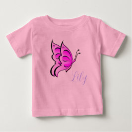 rosa-fjäril - din baby namn t-shirt
