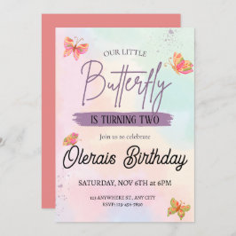 rosa-fjäril-födelsedag inbjudningar