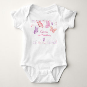 Rosa Fjäril Födelsedag T Shirt