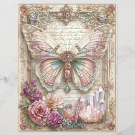 Rosa Fjäril Junk Journal Scrapbook Papper