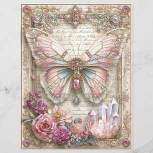 Rosa Fjäril Junk Journal Scrapbook Papper