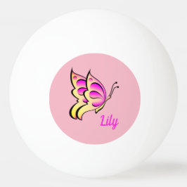 rosa-fjäril - lägg till namn pingisboll