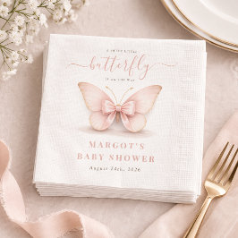 Rosa fjäril liten slinga flicka baby shower pappersservett