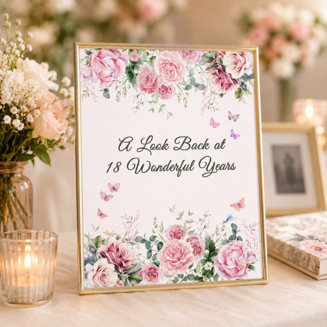 Rosa Fjäril Minnestavla Poster (A Look Back at 18 Wonderful Years in Bloom)