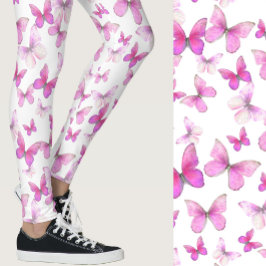 Rosa fjäril mönster flickig leggings
