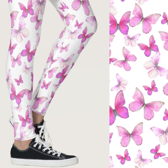 Rosa fjäril mönster flickig leggings (Skapare uppladdad)