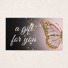 rosa-fjäril på presentkort för svart design visitkort