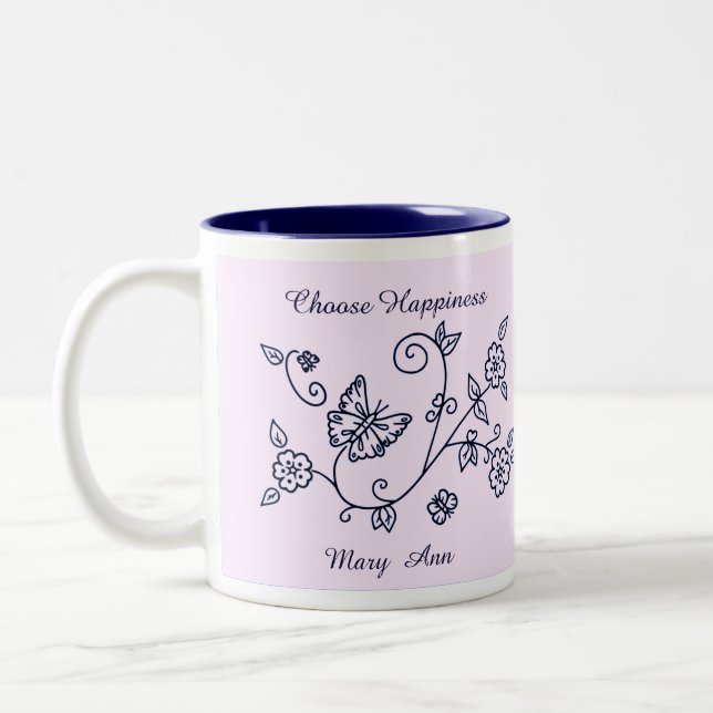 Rosa Fjäril Påminnelse Mugg (Vänster)