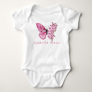 Rosa fjäril Personligt namn Söt modern T Shirt