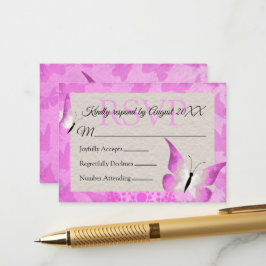 Rosa fjäril Quinceañera RSVP-kort Rådkort