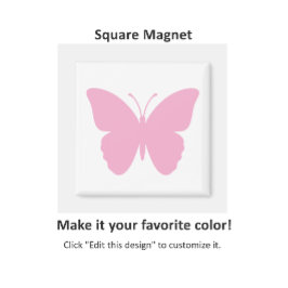 Rosa Fjäril Square Magnet