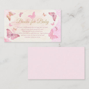 Rosa fjärilar Baby Shower Böcker för bebis Tilläggskort