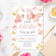 Rosa fjärilar Baby Shower