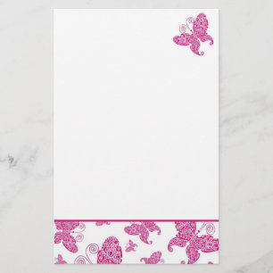 Rosa fjärilar brevpapper