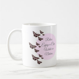 Rosa fjärilar kaffemugg