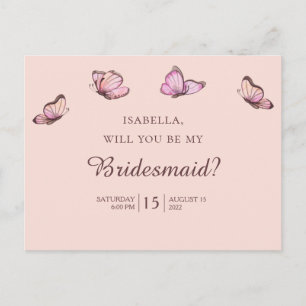Rosa fjärilar. Kommer du att bli min brud? Vykort