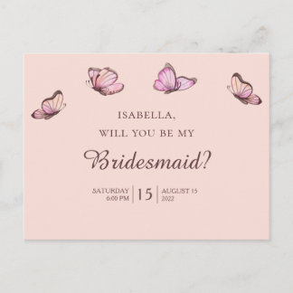 Rosa fjärilar. Kommer du att bli min brud? Vykort