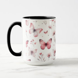 Rosa fjärilar mugg