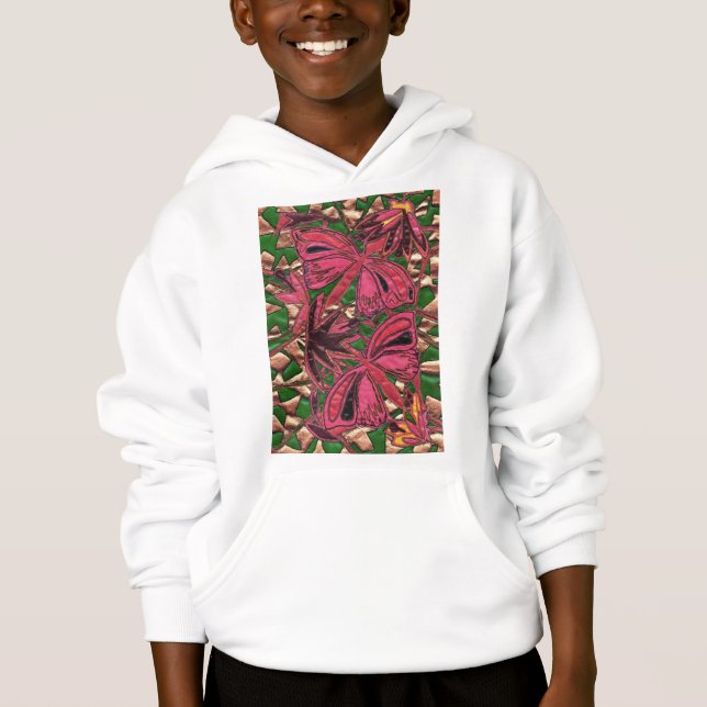 Rosa fjärilar, på en guldbakgrund t shirt (Framsida)