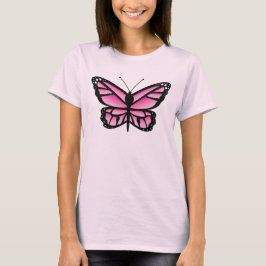 Rosa fjärilillustration t shirt