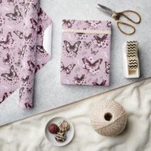 Rosa Fjärilmönster Present