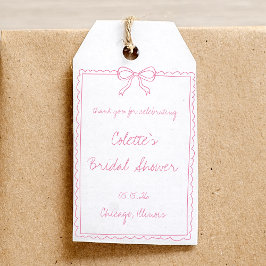 Rosa fjärilsbåge-kant handritad bröllopsfest för f presentetikett