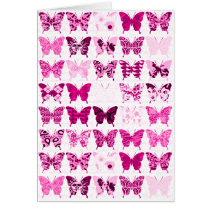 Rosa fjärilsCollage Hälsningskort