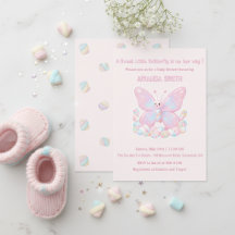 Rosa fjärilsflicka baby shower 