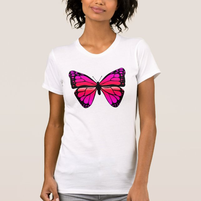 Rosa fjärilsskjorta t-shirt (Framsida)