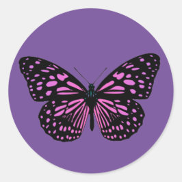 Rosa fläckig fjäril  runt klistermärke