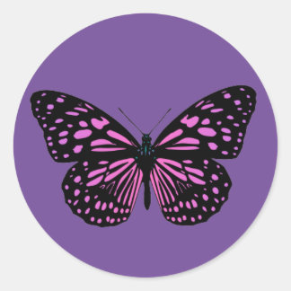 Rosa fläckig fjäril  runt klistermärke