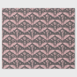 Rosa fladdermöss och kranier Pastell Goth Hallowee Presentpapper