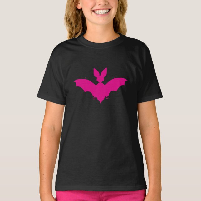 Rosa fladdermus spöklik söt gotisk tee (Framsida)