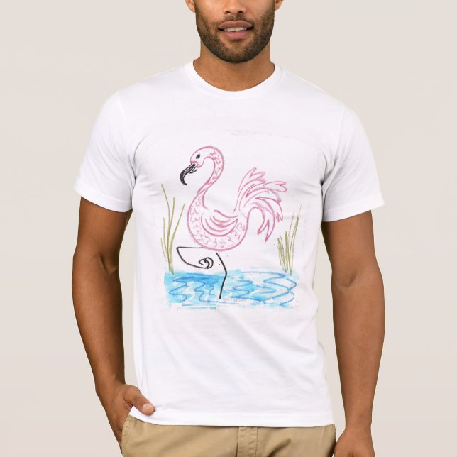 Rosa Flamingo #13 Tee Shirt (Framsida)