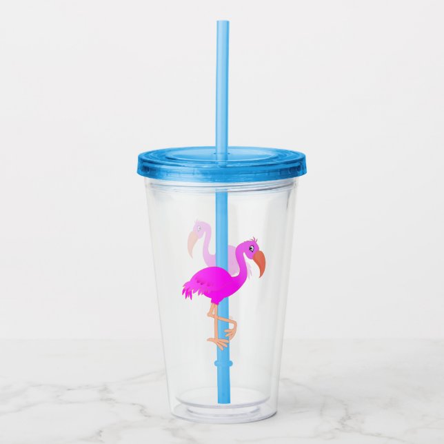 Rosa Flamingo Acrylic Tumbler Take Away Mugg (Framsida)