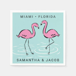 Rosa Flamingo Add Namn and Location Pappersservett