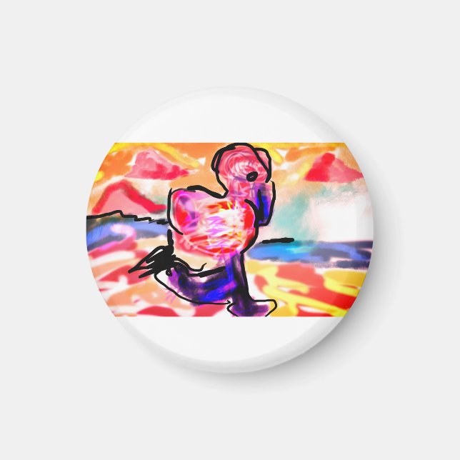 Rosa flamingo ädelsten  magnet (Framsidan)