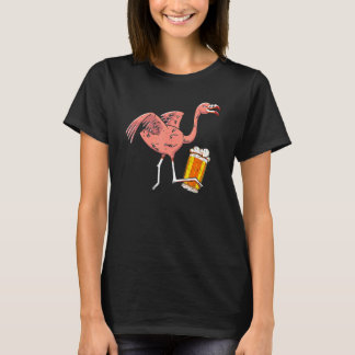 Rosa Flamingo Alkoholöl Drinking Wading Bird T Shirt