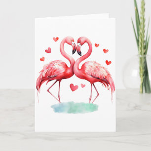 Rosa Flamingo Alla Hjärtans Dag Söta Fågelälskare Kort