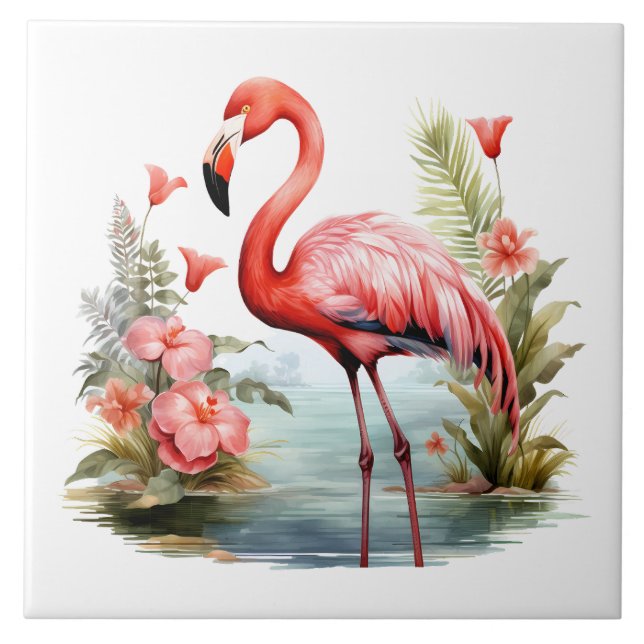 rosa flamingo älskare-hantverk kakelplatta (Framsidan)