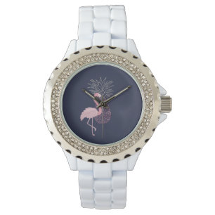 Rosa Flamingo, ananas Armbandsur