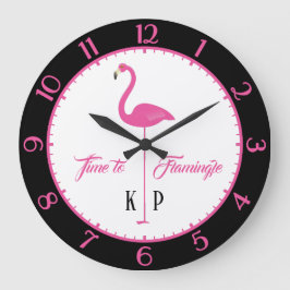 Rosa Flamingo Anpassningsbar Classic Wall Clock Stor Klocka