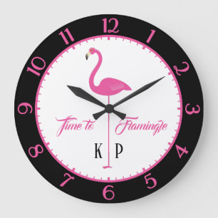 Rosa Flamingo Anpassningsbar Classic Wall Clock Stor Klocka