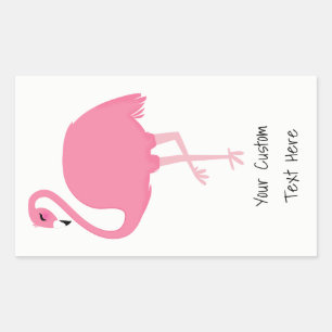 Rosa Flamingo anpassningsbar textdekaler Rektangulärt Klistermärke
