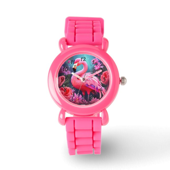 Rosa Flamingo Armbandsur (Framsida)