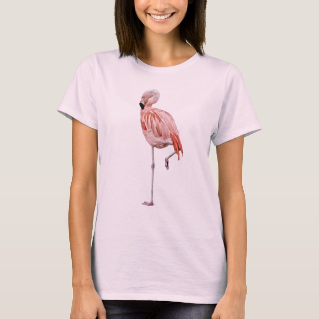 Rosa Flamingo Art Vintage Stil T-Shirt (Framsida)